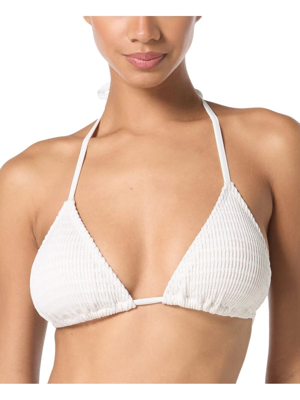 Michael Kors Women's Crochet Halter String-Tie Triangle Bikini -White (0002)